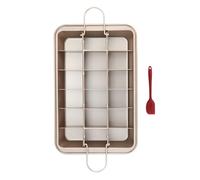 Sartén para brownie de acero al carbono de 18 secciones, separadores extraíbles cuadrados para postres perfectos, resistente a altas temperaturas