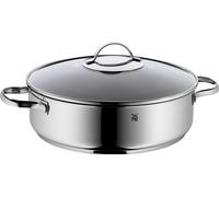 WMF Cacerola Devil 28 cm – Tapa de cristal, Cromargan 18/10, Antiadherente, Inducción/horno, Plata