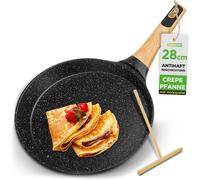 Sartén para crepes NutriChef de 28 cm, color , con revestimiento antiadherente y de mármol, incluye espátula de madera, apta para inducción y apta para lavavajillas