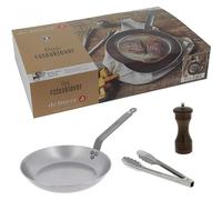 Sartén para filetes MINERAL B, 26 cm, con molinillo de pimienta y pinzas de cocina, de Buyer