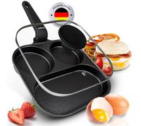 Sartén para huevos fritos Endusor con tapa - Sartén para desayuno con revestimiento antiadherente, 21 cm