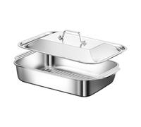 Sartén para Parrilla Bandeja de Acero Inoxidable para Hornear con su Tapa