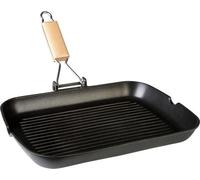Sartén para parrilla con base de inducción, 34 x 24 cm, con acabado brillante, revestimiento antiadherente, apta para cocinas de gas, vitrocerámica y halogenación