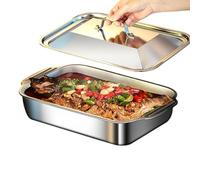 Sartén para Parrilla Con Tapa y Bandeja de Acero Inoxidable