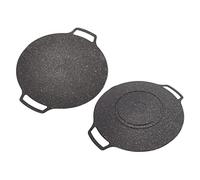 Sartén para Parrilla Coreana, Universal Model Ø 30cm Redonda Barbacoa Plato, Antiadherente Aleación de Aluminio Bandeja Plancha con Asa Placa de Estufa Sartén de Hierro Circular para Cocina para Freír