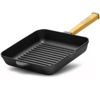Sartén para parrilla de 28 cm, hierro fundido, con mango de madera. Sartén, plancha, para cocinar a la parrilla, apta para inducción