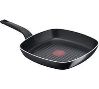 Sartén para parrilla negra de 26x26 cm con revestimiento antiadherente e indicador de temperatura