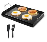 Sartén para parrilla rectangular universal de acero al carbono VEVOR (605 x 360 mm) para cocinar platos estilo teppanyaki, utensilio de cocina portátil para uso doméstico con asa