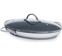 Sartén para pescado Kelomat "Perfect" de 38x26 cm con tapa de vidrio, acero inoxidable, apta para inducción