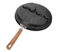Sartén para Tortilla Japonesa de Cuatro Huecos, Negra, Antiadherente | Acero Inoxidable y Plástico, Mango Aislante Orificio, para Desayunos Rápidos en Cocinas Pequeñas y Campamentos