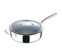Sartén profunda de 4,7l con tapa en acero inoxidable, apta para todo tipo de cocinas con mangos ergonómicos masterpro