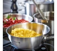 Sartén Profunda de Acero Inoxidable 18/10 de De Buyer, Diseño Satinado, Altas Paredes para Minimizar Salpicaduras, Uso Profesional y Doméstico, Apta para Todo Tipo de Cocinas