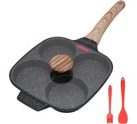 Sartén Unyqoos® con 4 cavidades para huevos, con tapa: sartén de aluminio antiadherente apta para inducción, ideal para tortillas, crepes y desayunos