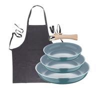 Sartenes ø18ø20ø24cm inducción click&cook y delantal gris