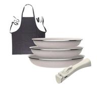 Sartenes ø18ø20ø24cm inducción click&cook y delantal gris 24 cm