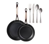 Sartenes ø20ø24cm inducción copper y set de 16 cubiertos