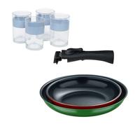 Sartenes ø22ø26cm inducción click&cook y 4 vasos de 0,5l