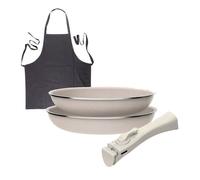 Sartenes ø24ø28cm inducción click&cook y delantal gris
