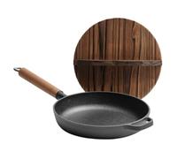 Sartenes de hierro fundido con tapa Sartén antiadherente con mango de | Sartén de carne para cocinar, cocina, hogar, restaurante, camping, asado, hornear, saltear, tortilla, pescado, huevos