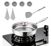 Sartenes De Titanio Con Tapa, 24 Cm Sarten Bra One Titanium | SartéN Titanio Martillado Antiadherente,Resistente A Los ArañAzos, Sarten Titanio Compatible Con InduccióN, Gas Y EléCtrico