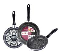 Magefesa K2 Gransasso set de 3 sartenes 24/26/28cm. Exterior gris, antiadherente bicapa efecto piedra, aptas para todo tipo de cocinas, especial inducción. Hasta 50% de ahorro energético.