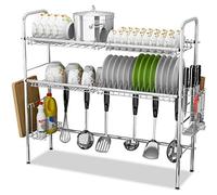SaryEdge Escurridores de Platos de Acero Inoxidable, Juego de escurridor y Rejilla para Platos, 2 Niveles, 2 Niveles,2Tier