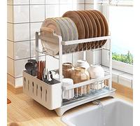 SaryEdge Escurridores de Platos sobre el Fregadero, escurridor de Platos de 2 Niveles y Juego de escurridor, Hecho de Acero Inoxidable, escurridor de Platos con Soporte para ute,A