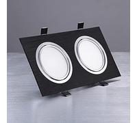 SaryEdge Lámpara LED Cuadrada empotrable de 6W-36W, focos LED de Doble Cabezal para Techo, Ideal para Sala de Estar o Isla de Cocina, downlights Negros/cromados de 6000K de luz FR,Dark-2 * 7W