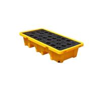 SaryEdge Plataforma Modular de contención de derrames con Orificios para montacargas y desagüe, Bandeja de Rejilla Industrial para Seguridad de bidones de acei,Yellow-140 L/130X68X30 CM