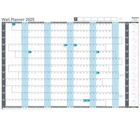 Sasco Juego de planificador anual de pared 2025, calendario de borrado en seco estilo pizarra blanca, planificador de pared grande, tabla de pared estilo póster, azul, 915 x 610 mm, 2410260