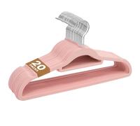 Sasha Morel Perchas de Terciopelo Rosa Pack de 20 con Gancho Giratorio, Perchas Antideslizantes para Ropa y Pantalones, Colgadores Finos con Muescas para Tirantes y Ahorro de Espacio del Hogar