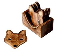 Sass & Belle Wooden Brown Fox Coasters - Set of 6