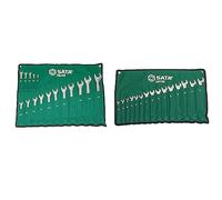 SATA Juego de llaves combinadas de 31 piezas de 12 puntos | SAE de 1/4 a 1-1/4 pulgadas y métricas de 8 mm a 22 mm | Carga fuera de esquina | ST08414G