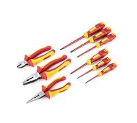 SATA ST09262U Juego de Herramientas Aisladas VDE de 9 Piezas con Alicates para Electricistas y Juego de Destornilladores para Electricistas con Hojas de Acero S2