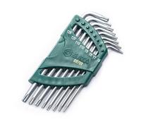 SATA ST09701 Juego de Llaves Torx a Prueba de Manipulaciones de Brazo Largo de 8 Piezas con Puntas Biseladas Formadas con Precisión, T6 - T25, con Carrito de Almacenamiento