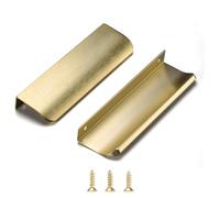 Satanga Tiradores de puerta ocultos de aluminio para armarios, tiradores ocultos de aluminio para el hogar, paquete de 10 unidades, latón cepillado moderno, longitud total de 6 pulgadas, fácil