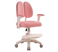Saterkali Silla de escritorio mejorada para niños, silla ergonómica para computadora de estudio para niños, ajustable, soporte de espalda doble y diseño de reposabrazos giratorios, rueda de 360