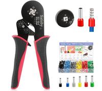 Satisby Crimpadora Alicates Punteras 16mm con 750 pcs Terminales Preaislados 0.08-16mm2, cuadrilateral Engarzadora de Crimpado Alicates Conectores Cable