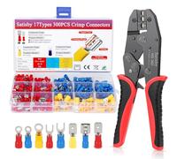 Satisby Juego de herramientas de crimpado para conectores eléctricos aislados AWG22-10/0,5-6 mm² con 17 tipos 300 conectores de crimpado, Alicates de terminales Crimpadora