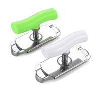 Satiskid Paquete de 2 abrelatas retráctiles multifuncionales de acero inoxidable, ajustable, antideslizante, universal, para manos débiles, accesorio de cocina para tarros de vidrio (verde y blanco)