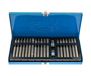 SATRA S-40BS2 Juego de puntas de acero especial S2 para dentado, Torx, perfiles Allen, incluye adaptador de 1/2" + 3/8"