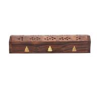 Sattva Ayurveda Caja de incienso de madera de Sheesham con diseño de Buda, soporte para incienso y caja de almacenamiento para incienso y conos de incienso, menos cenizas para yoga y meditación