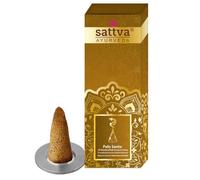 Sattva Ayurveda Juego de conos de incienso Palo Santo Premium - Conos de incienso natural con cálido aroma a madera de palo santo para relajarse, con soporte, aprox. 10 conos de 20 g