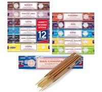 Satya - Juego de 12 varillas de incienso, Nag Champa Namaste Positive Vibes Tantra Buddha Blessing Aura Cleansing Chakra Pyramids Reiki Karma Spiritual Healing Traditional Ayurveda