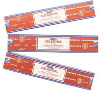 Satya Nag Champa Celestial - Varillas de incienso 100% naturales, 3 paquetes, varillas de incienso hechas a mano, utilizadas para aliviar el estrés, decoración espiritual, manchas y meditación