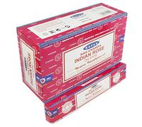SATYA Nag Champa Indian Rose Agarbatti | Varillas de incienso Masala enrolladas a mano | 12 paquetes de 15 gramos cada uno en una caja | Producto de calidad de exportación