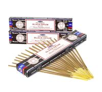 Satya Nag Champa - Varillas de incienso de opio negro 100% natural, 3 paquetes, varillas de incienso hechas a mano, utilizadas para aliviar el estrés, decoración espiritual, manchas y meditación