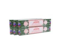 Incienso aroma jazmín de Sai Baba, línea Nag Champa, paquete de 15 g, 1 caja de 12 paquetes