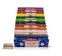 Satya SAI BABA - Mezcla de variedades de champán Nag de 12 cajas de incienso de 15 g, incluye champán Nag, rosa, salvia blanca, parchulí, sándalo, tulsi, lavanda, almizcle, opio, flor de jazmín