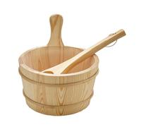 Sauna Bucket, Ladle Set, 8.66 inches, Wooden Leakproof Sauna Accessories with 4L Capacity, Bath Tools for Garden Hotel Outdoor Backyard House Steam Bathing Apartment and Home Use